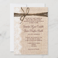Invitations rustiques de mariage de ficelle de