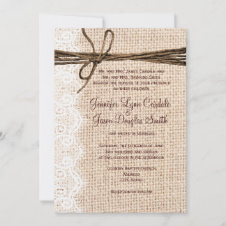 Invitations rustiques de mariage de ficelle de