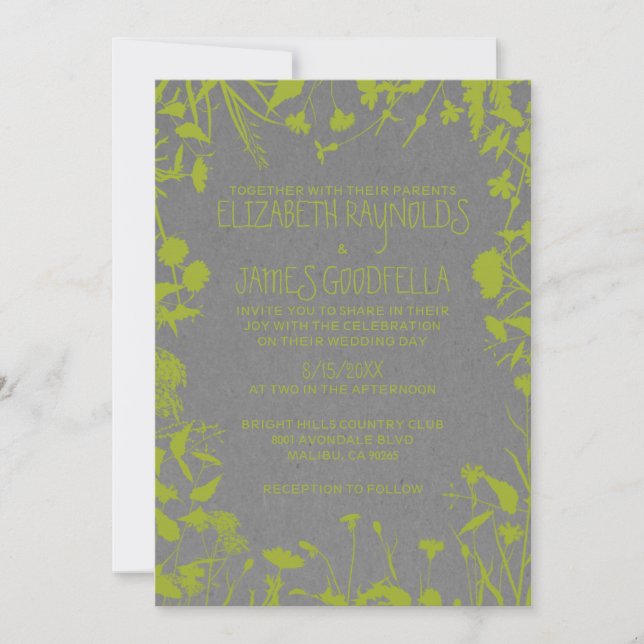 Invitations rustiques de mariage de jardin (Devant)