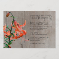 Invitations rustiques de mariage de lis tigré