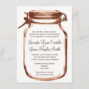 Invitations rustiques de mariage de pays de pot de