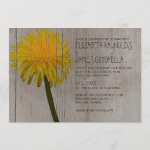 Invitations rustiques de mariage de pissenlit