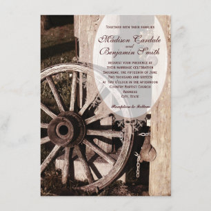 Invitations rustiques de mariage de roues de pays