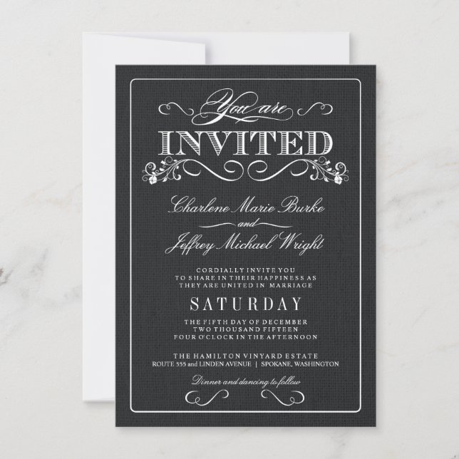 Invitations rustiques de mariage de toile de jute (Devant)