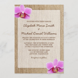 Invitations rustiques de mariage de toile de jute
