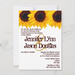 Invitations rustiques de mariage de tournesols de