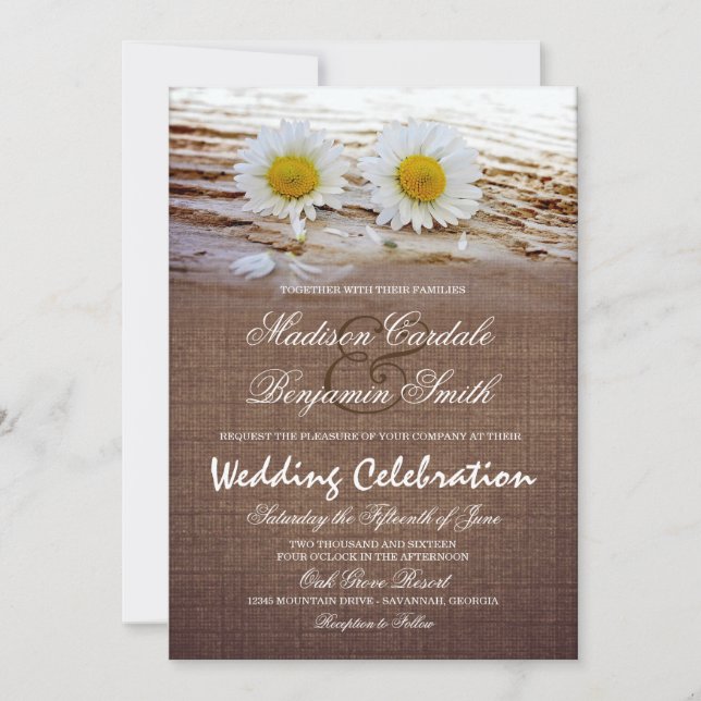 Invitations rustiques de mariage d'impression de (Devant)