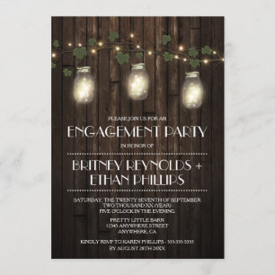 Invitations rustiques de partie de fiançailles de