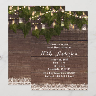 Invitations rustiques de pot de lierre et de maçon