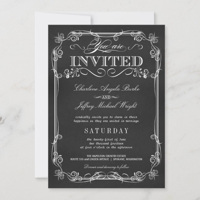 Invitations rustiques élégantes de mariage de (Devant)