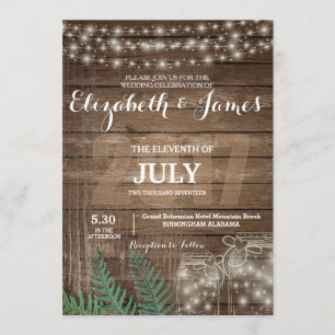 Invitations rustiques personnalisables de mariage