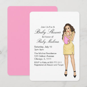 Invitations simple rose bébé fille douche