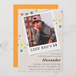 Invitations simples 14e anniversaire Boy Photo