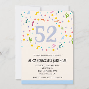 Invitations simples 52e anniversaire Confetti Mode