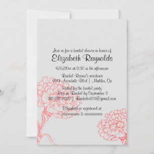Invitations simples de douche nuptiale rouge et no