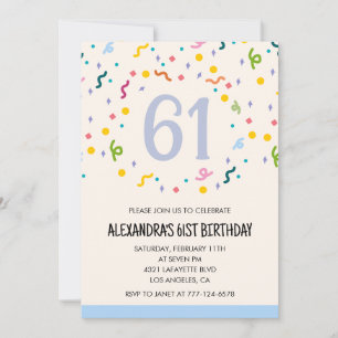 Invitations simples pour 61e anniversaire Confetti