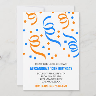 Invitations simples pour un 12e anniversaire Confe