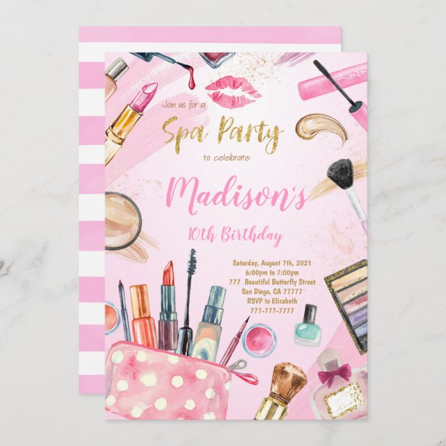 Invitations spas d'anniversaire (Devant / Derrière)