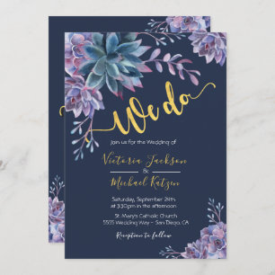 Invitations succulentes de mariage d'aquarelle de
