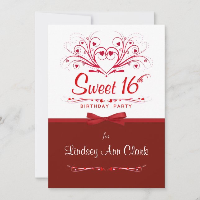 Invitations sucrées à la fête du 16e anniversaire (Devant)