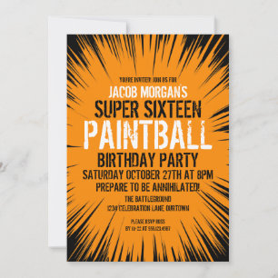 Invitations Super 16 Paintball Party