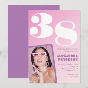 Invitations Super rose 38e anniversaire Retro Phot