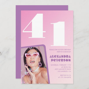 Invitations Super rose 41e anniversaire Retro Phot