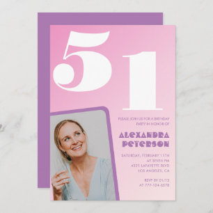 Invitations Super rose 51e anniversaire Retro Phot