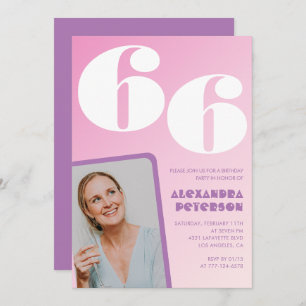 Invitations Super rose 66e anniversaire Retro Phot