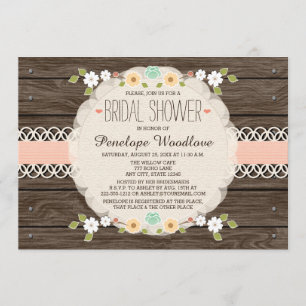 INVITATIONS SUR LA DOUCHE DE BOHO FLORAL RUSTIQUE