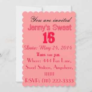 Invitations sweet sixteen - Plutôt rose
