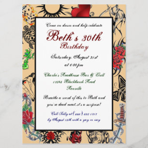 Invitations Tattoo Custom Birthday Party