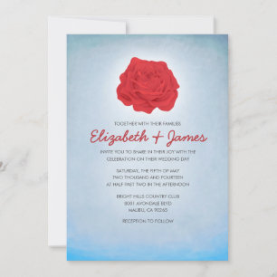 Invitations tendance Floral Blue et Red Wedding
