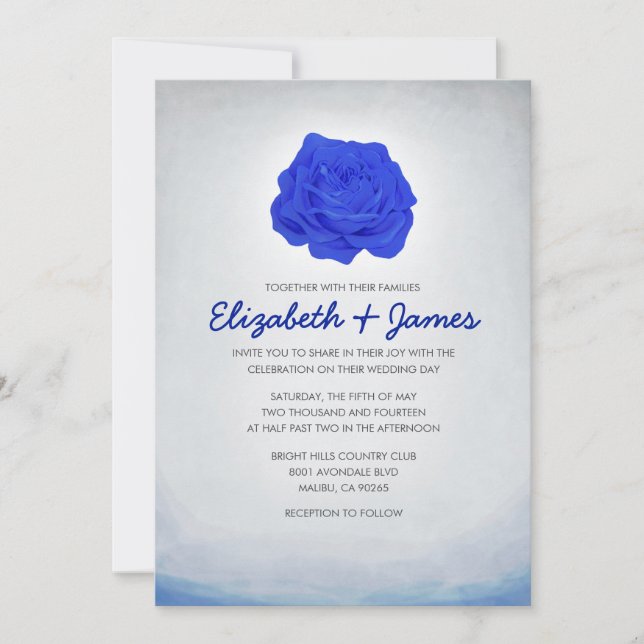 Invitations tendance Floral Navy Blue Wedding (Devant)