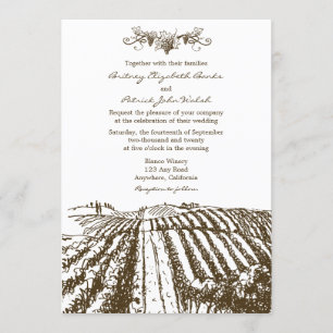 Invitations toscanes Brown de mariage de vignoble