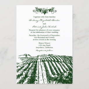 Invitations toscanes vertes de mariage de vignoble