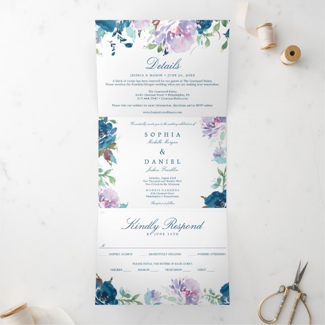 Invitations Tri-Fold Mariage de la Marine (Intérieur)