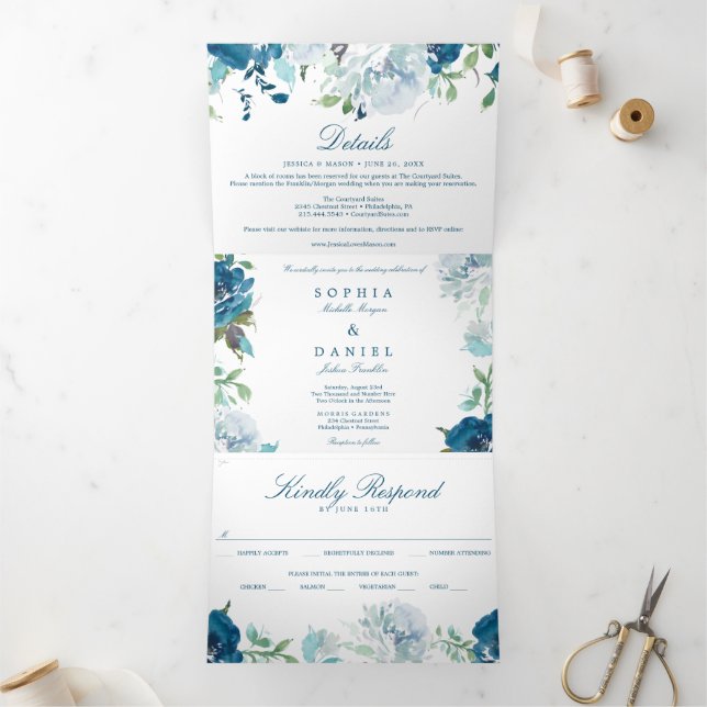 Invitations Tri-Fold Mariage de la Marine (Intérieur)