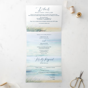 Invitations triplées de mariage de plage RSVP