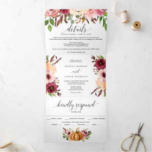 Invitations triplées du Mariage Bliss Automne RSVP