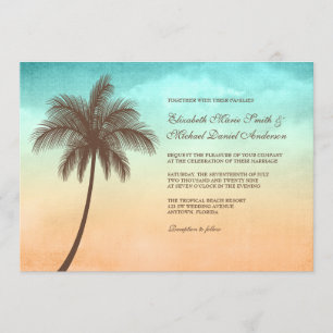 Invitations tropicales de mariage de palmier de