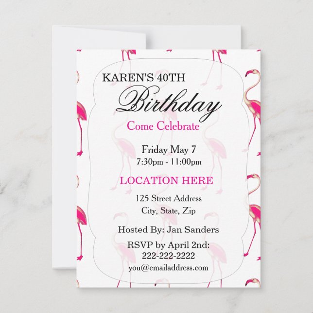 Invitations tropicales roses de fête (Devant)