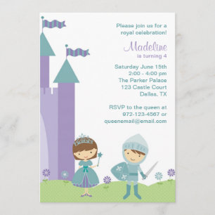 Invitations turquoise et Lavender Princesse et Che