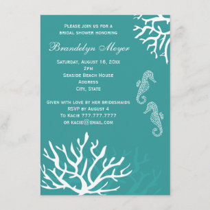 Invitations turquoises de Fête de la mariée