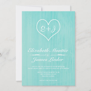 Invitations turquoises de mariage campagnard