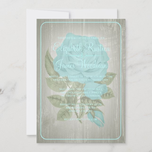 Invitations Turquoises de mariage floral (Devant)