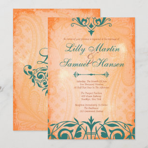 Invitations turquoises rustiques et toscanes de