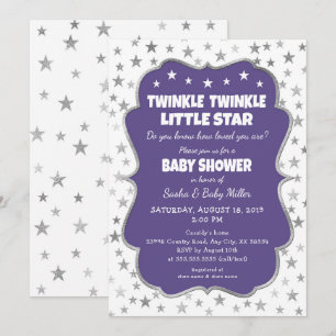 Invitations Twinkle Star Baby shower ultra violet