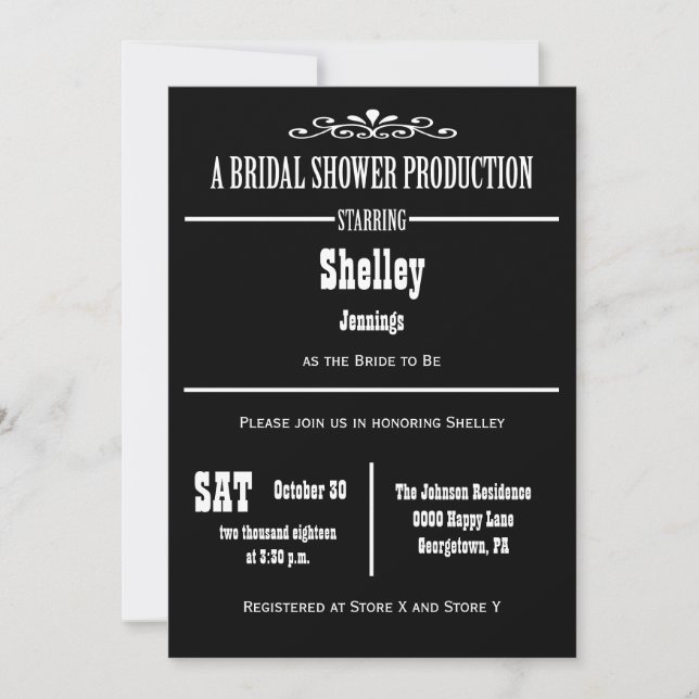 Invitations uniques de douche nuptiale (Devant)