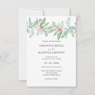 Invitations uniques de mariage de Noël Aquarelle